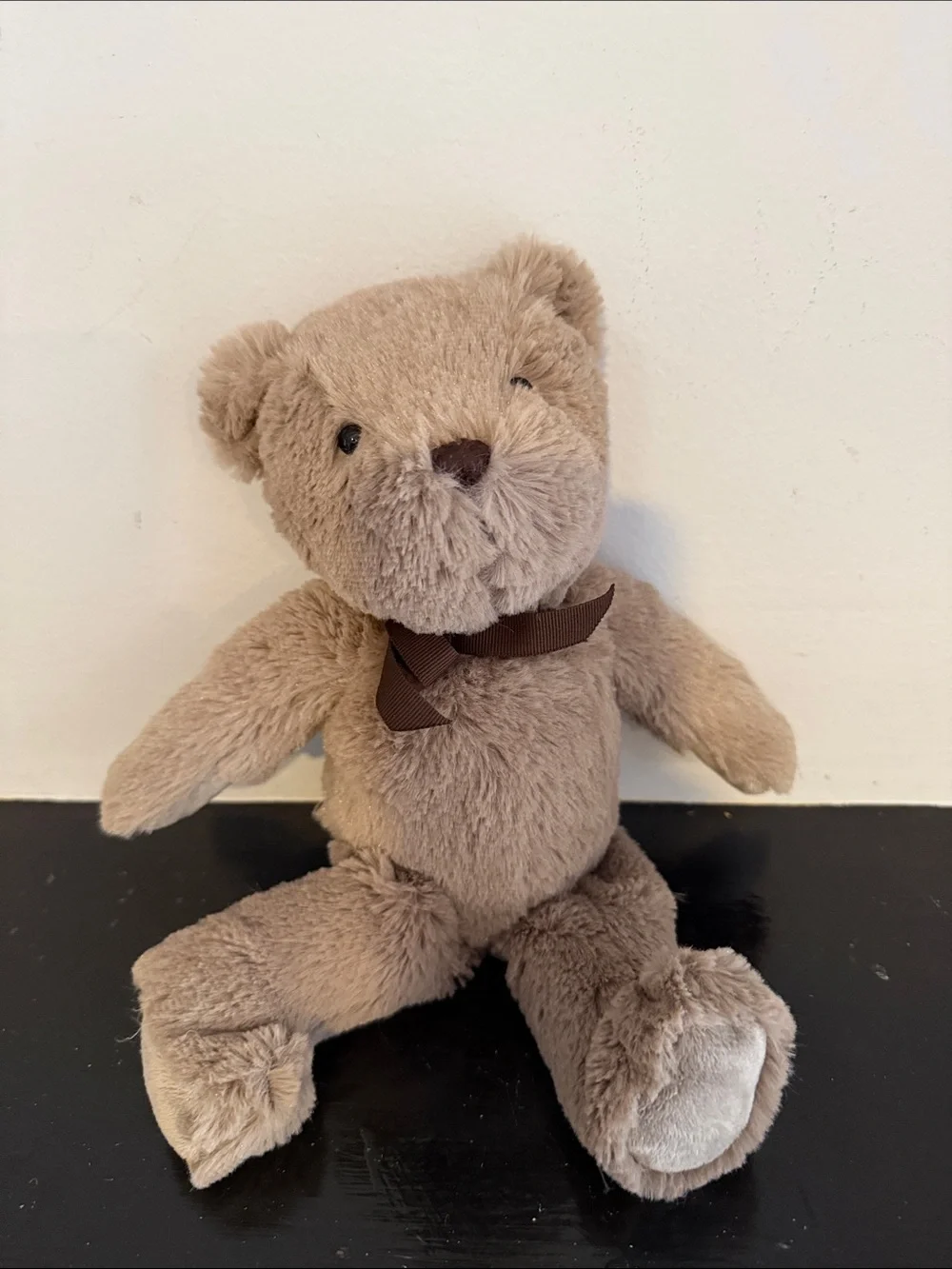 Pottery Barn Kids Plush Tan Teddy with Brown Bow